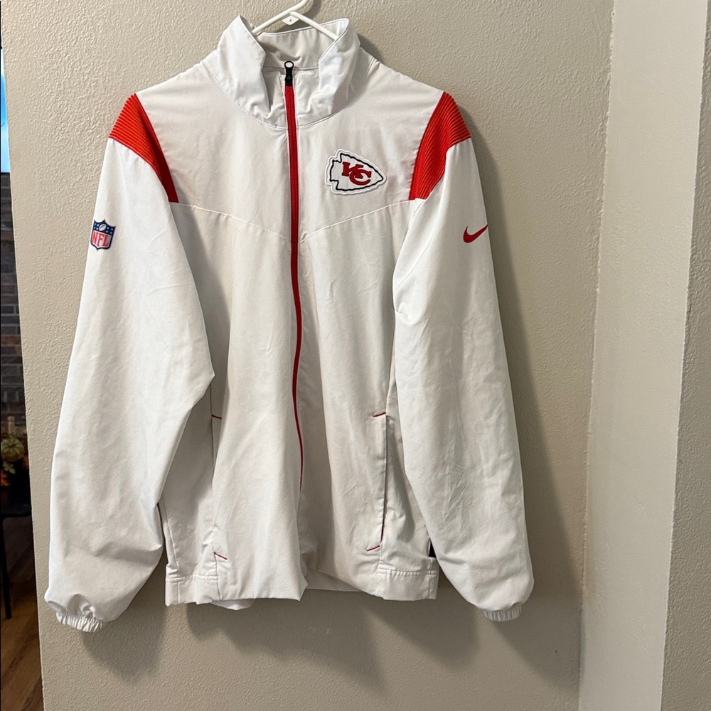 Nike White and Red Chiefs Jacket